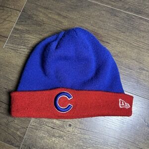 New Era Chicago Cubs Beanie Hat One Size Fits All Blue Red Knit Winter Cap